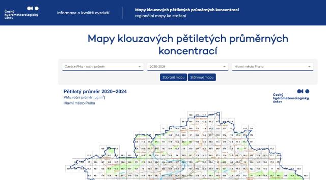 obrázek klouzavých pětiletých průměrných koncentrací